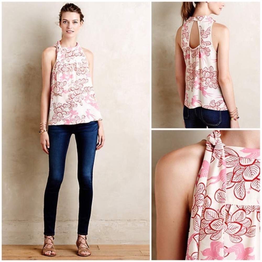 Anthropologie Maeve floral bird Eleta blouse